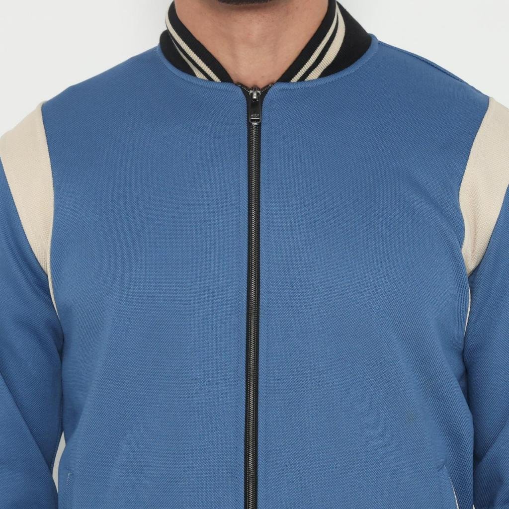 d&f Jaket Bomber Pria Peping ARM – Dark Blue Cream - Image 4
