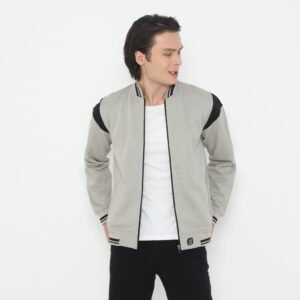 d&f Jaket Bomber Pria - Abu Mix Hitam
