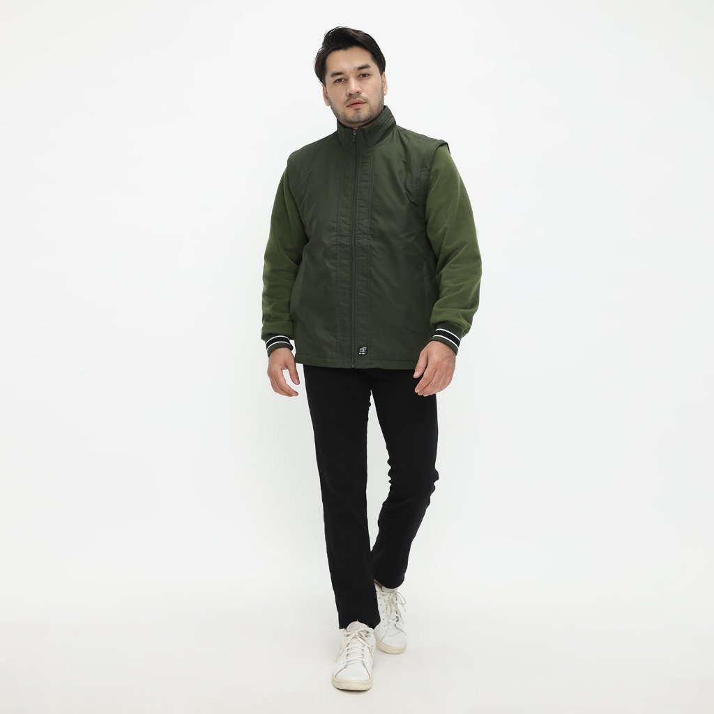 d&f Parachute Jaket Bomber with Detachable Fleece - Olive - Image 5