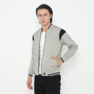 d&f Jaket Bomber Pria - Abu Mix Hitam