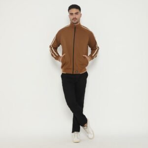 d&f Jaket Biker pria - strip coklat