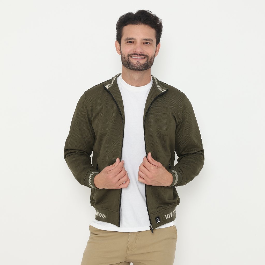 d&f Jaket Biker pria - olive
