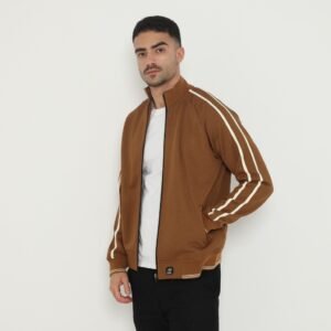 d&f Jaket Biker pria - strip coklat