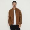 d&f Jaket Biker pria - strip coklat