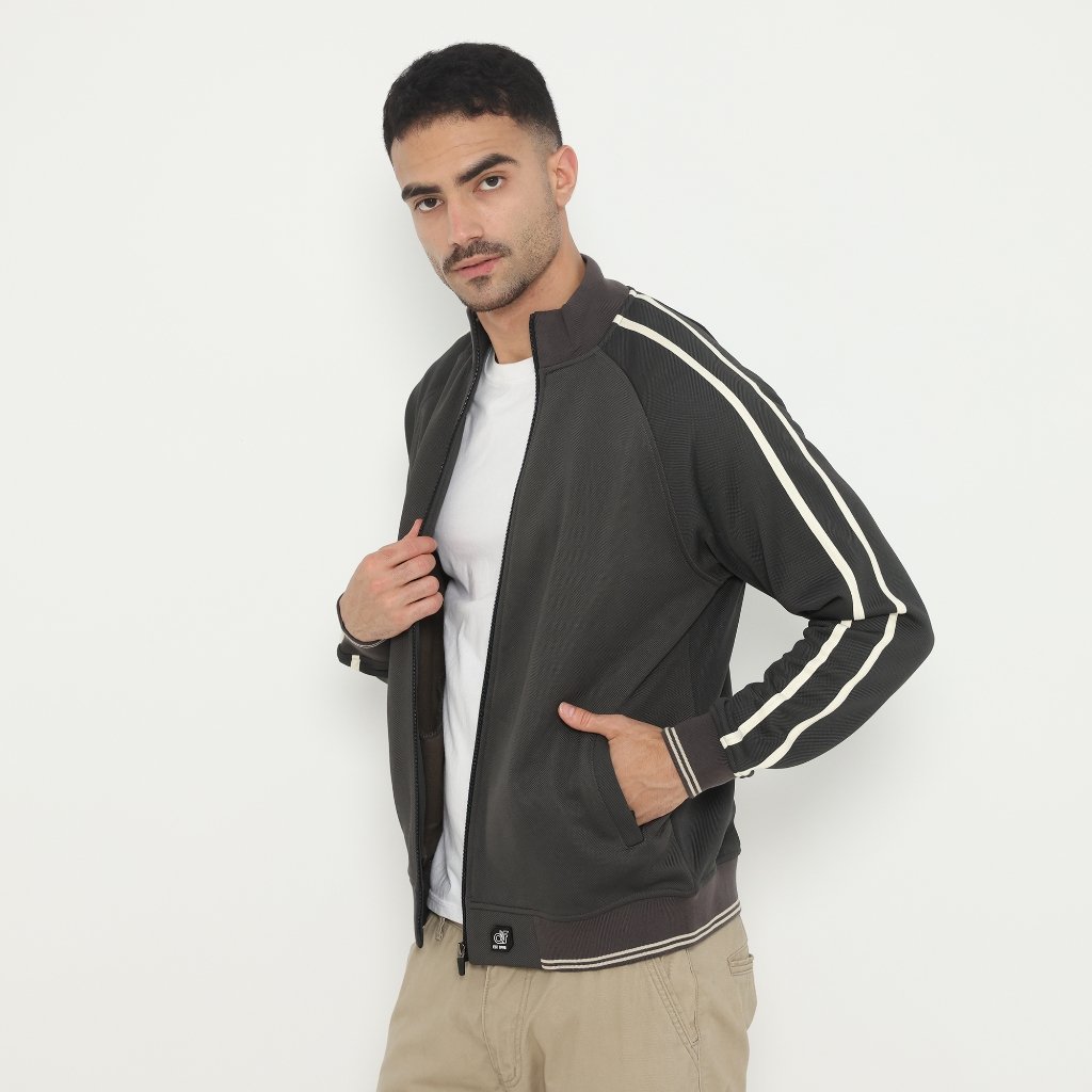 d&f Jaket Bomber Pria - Abu Strip Cream - Image 2