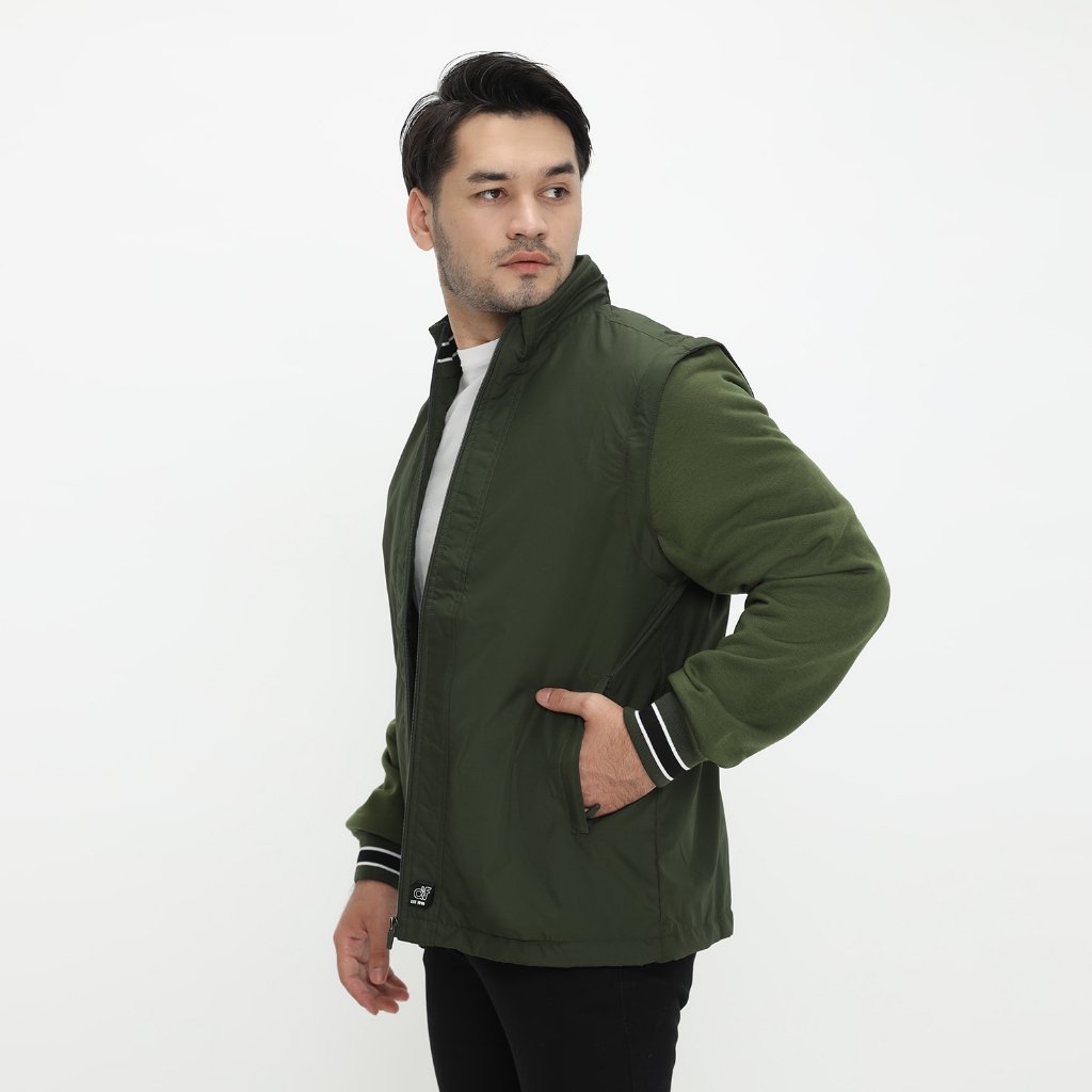 d&f Parachute Jaket Bomber with Detachable Fleece - Olive - Image 2