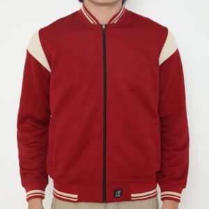 d&f Jaket Bomber pria - Maroon mix cream