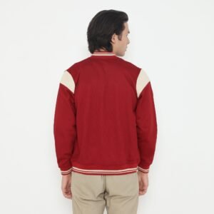 d&f Jaket Bomber pria - Maroon mix cream