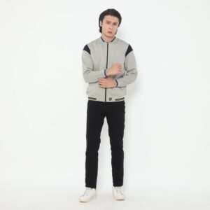 d&f Jaket Bomber Pria - Abu Mix Hitam