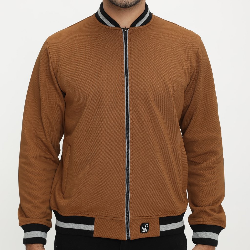 d&f CVC Jaket Bomber pria - Coklat - Image 4