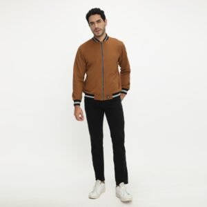 d&f CVC Jaket Bomber pria - Coklat