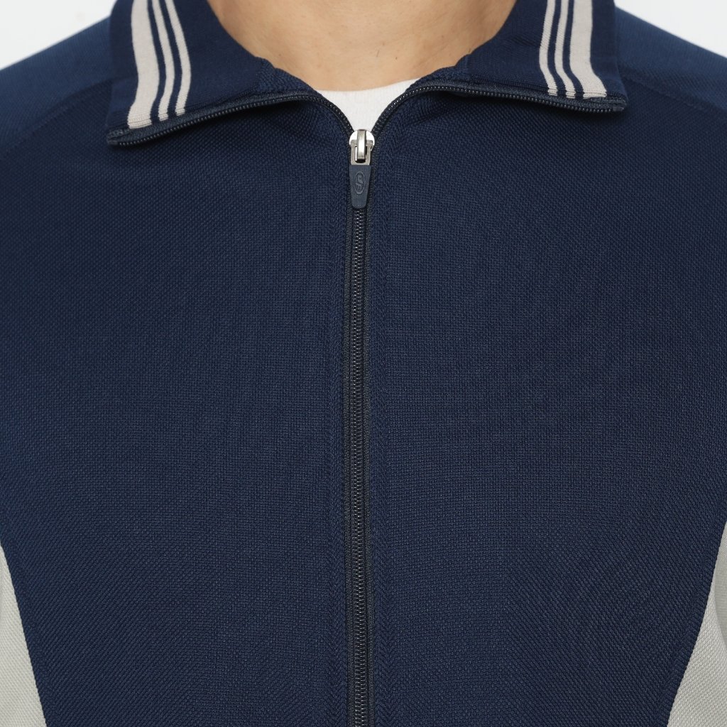 d&f CVC Jaket Bomber pria - Navy abu muda - Image 4