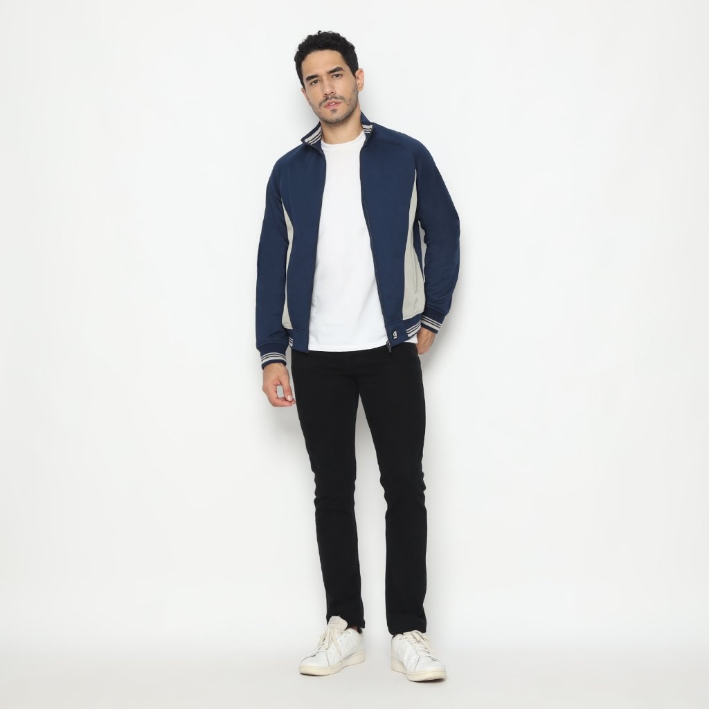 d&f CVC Jaket Bomber pria - Navy abu muda - Image 5