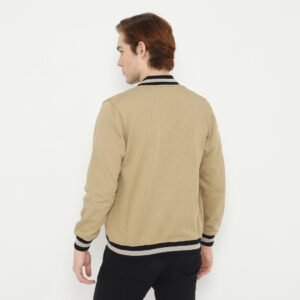 d&f CVC Jaket Bomber pria - Coklat list abu muda