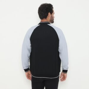 d&f Napoleon Jaket shoulder cut & sewn pria- Hitam mix biru laut