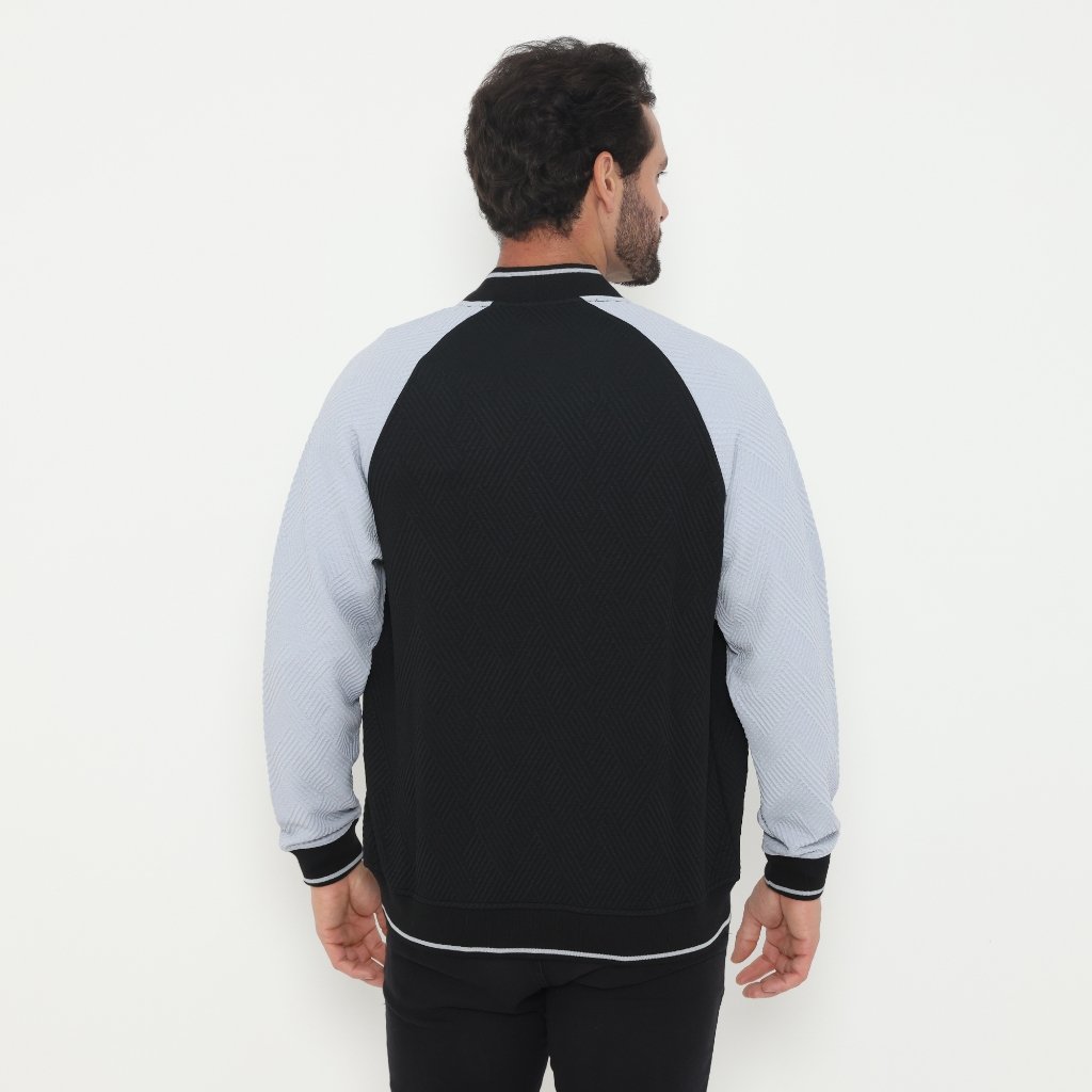 d&f Napoleon Jaket shoulder cut & sewn pria- Hitam mix biru laut - Image 2