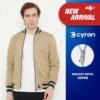 d&f CVC Jaket Bomber pria - Coklat list abu muda
