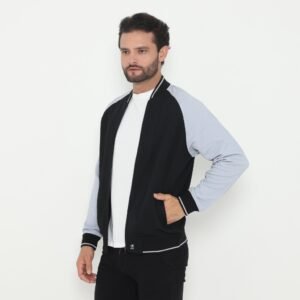 d&f Napoleon Jaket shoulder cut & sewn pria- Hitam mix biru laut