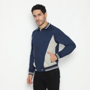 d&f CVC Jaket Bomber pria - Navy abu muda