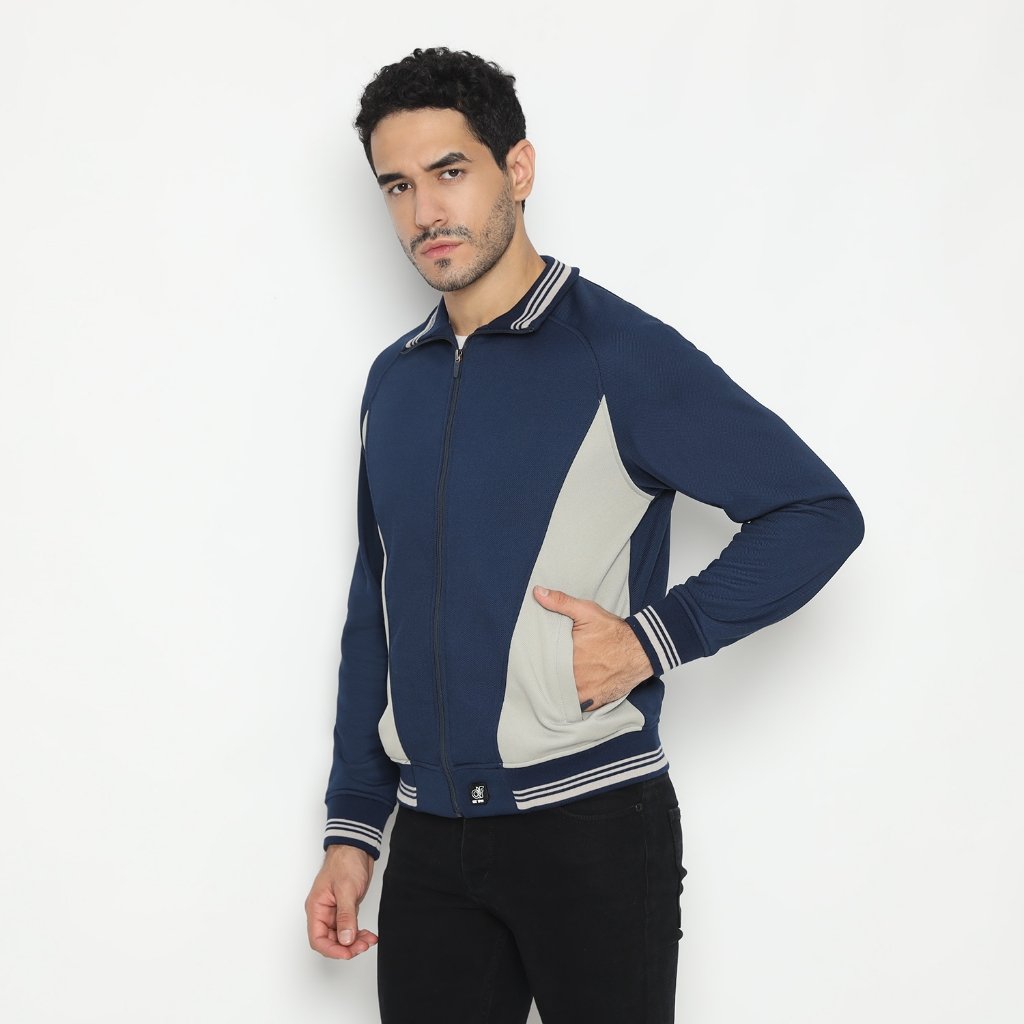 d&f CVC Jaket Bomber pria - Navy abu muda - Image 2