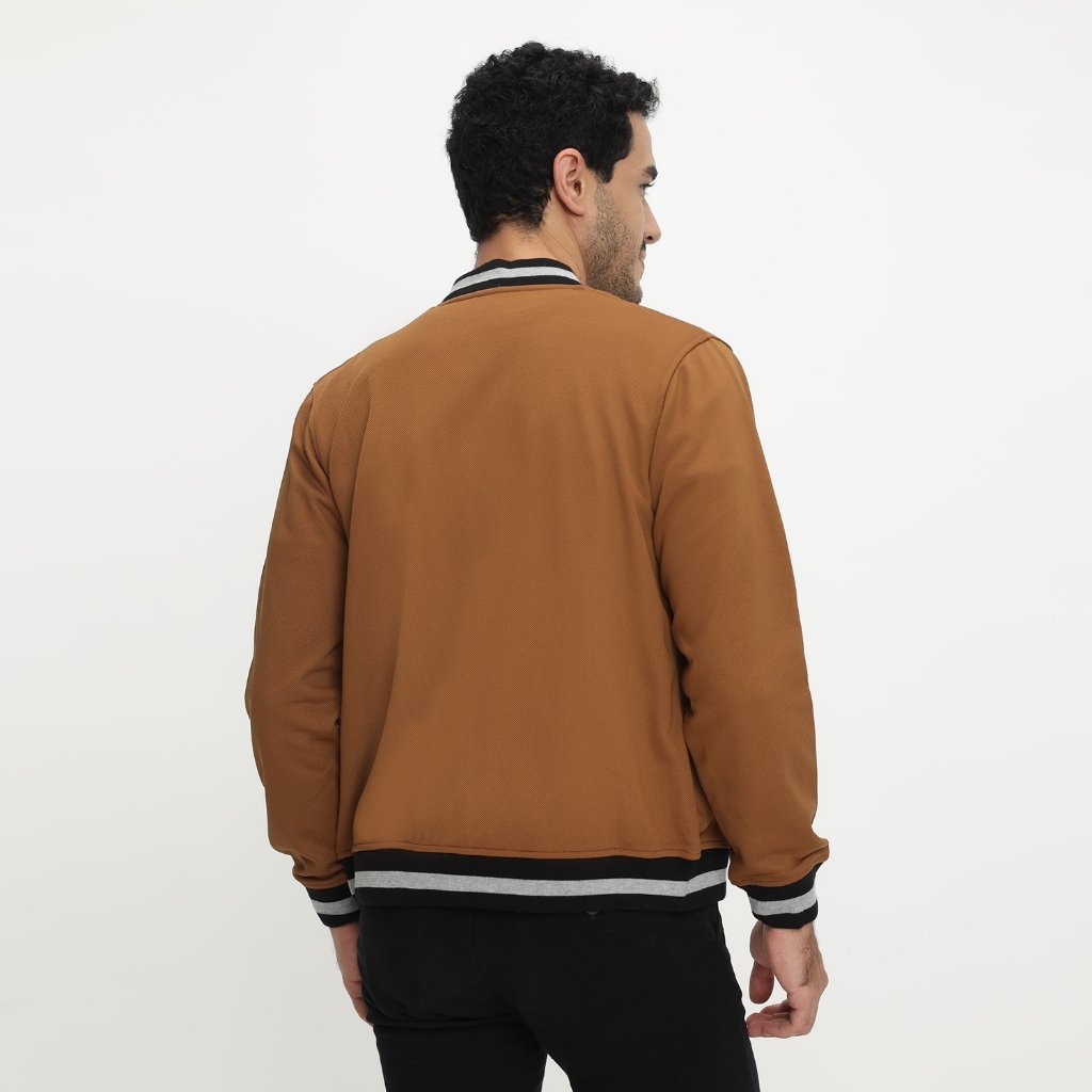 d&f CVC Jaket Bomber pria - Coklat - Image 3