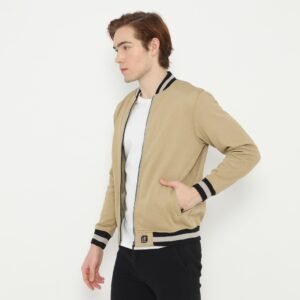 d&f CVC Jaket Bomber pria - Coklat list abu muda