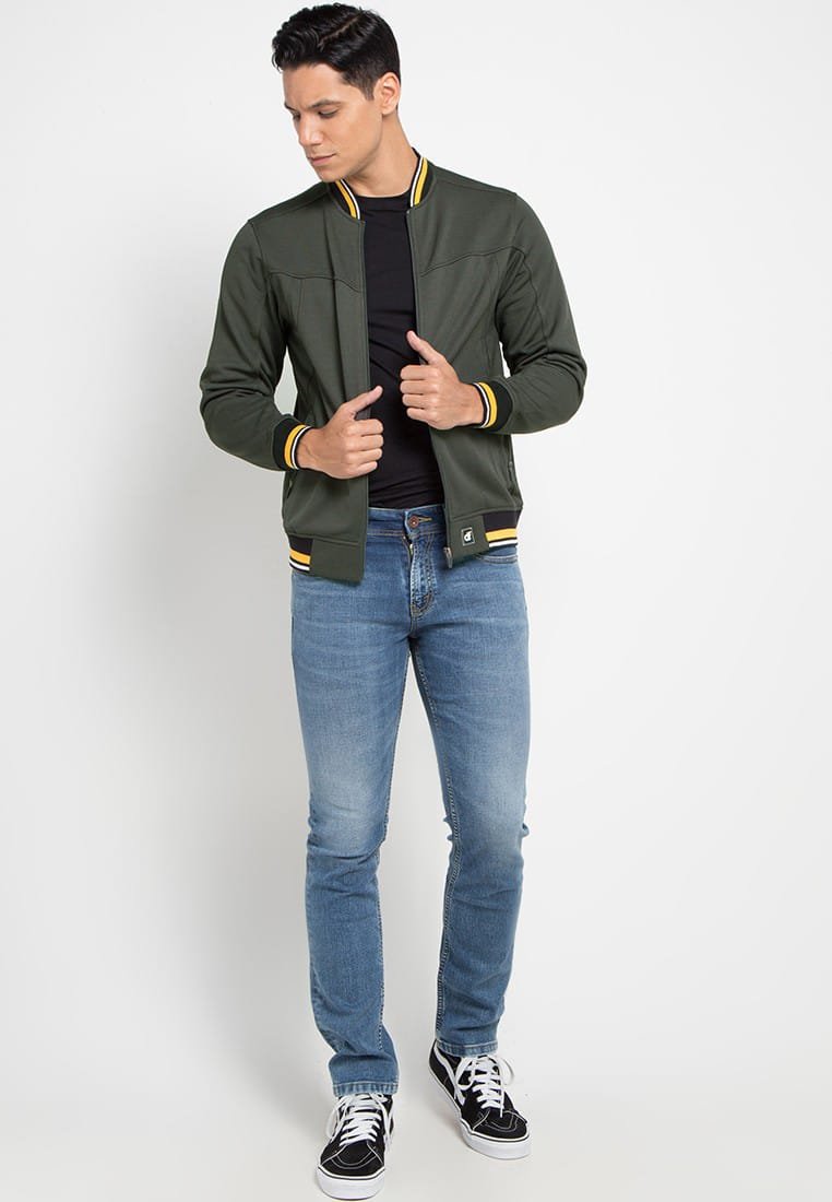 d&f jaket bomber pria - abu-abu - Image 4