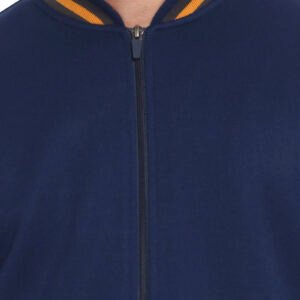 d&f CVC Jaket pria Bomber with mustard strip - Navy