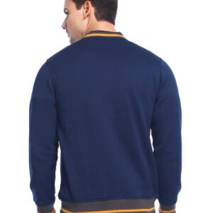d&f CVC Jaket pria Bomber with mustard strip - Navy