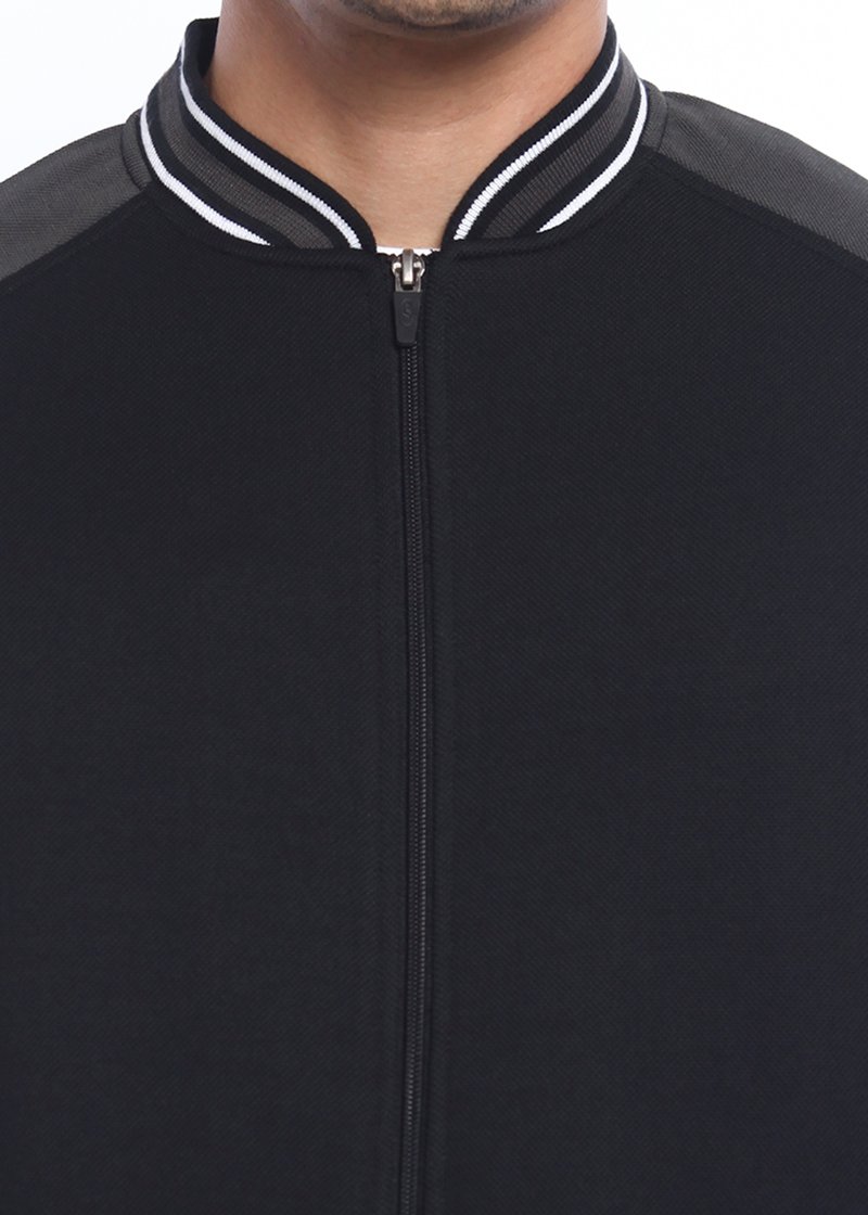 d&f Jaket pria Bomber with abu strip - Hitam - Image 3