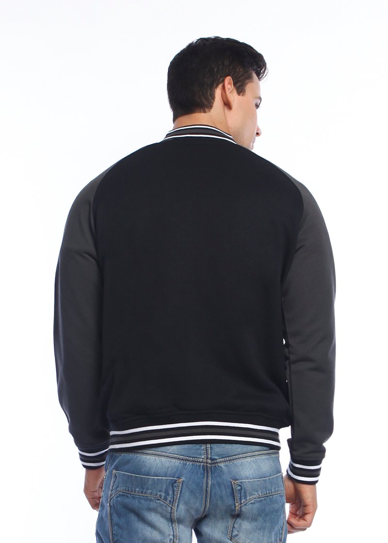 d&f Jaket pria Bomber with abu strip - Hitam - Image 4