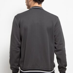 d&f CVC Jaket pria bomber kragh whit snap - Abu tua
