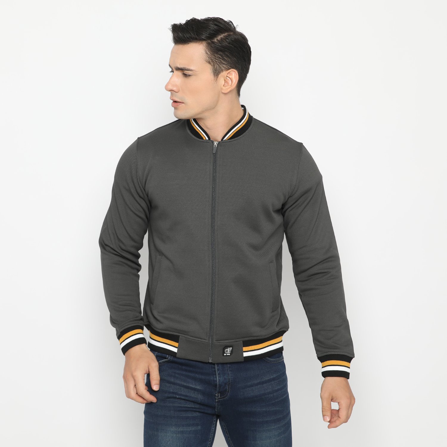d&f jaket pria unisex bomber -darkgrey - Image 5