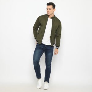 d&f jaket pria unisex biker - olive