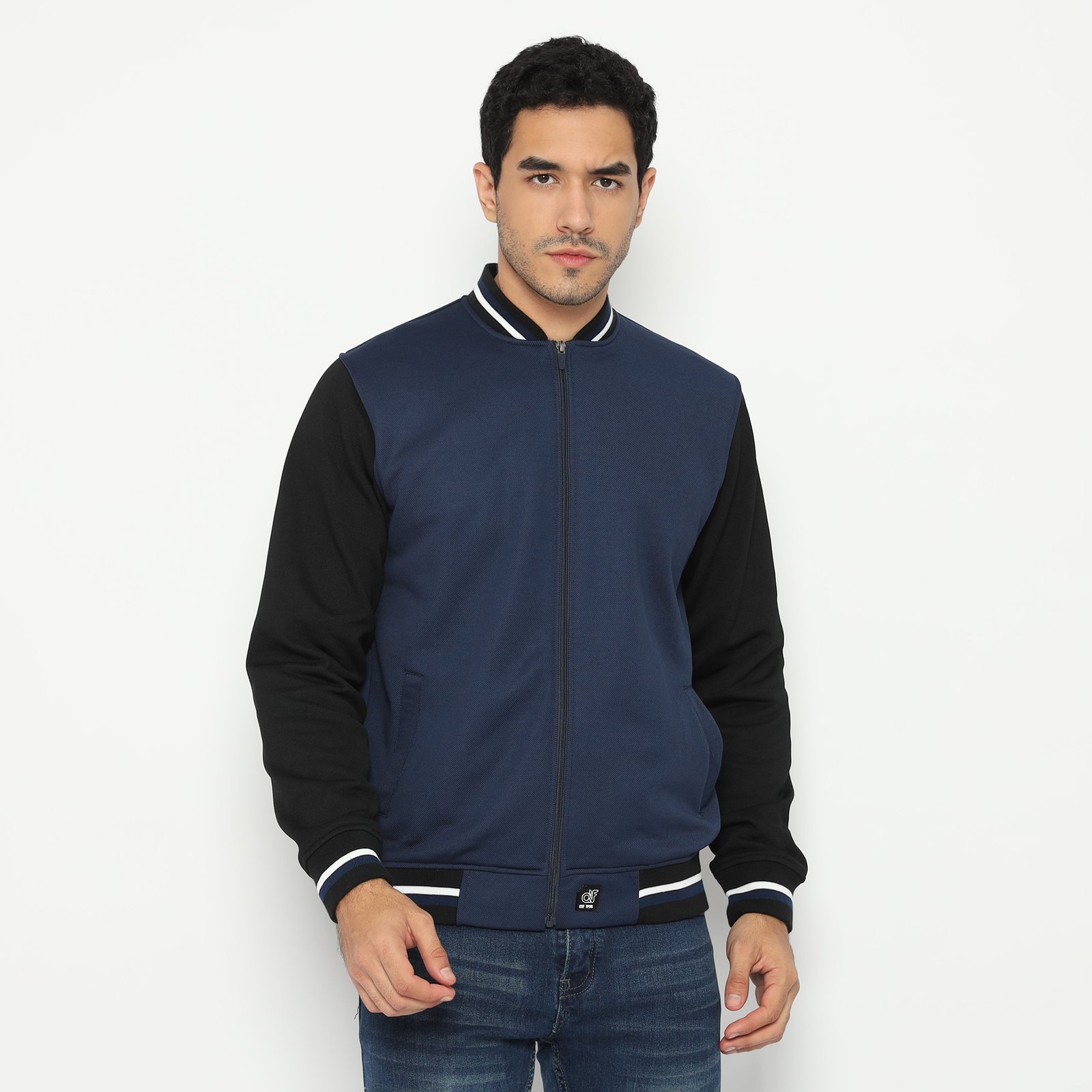 d&f CVC Jaket Pria Bomber - Navy with Hitam - Image 2