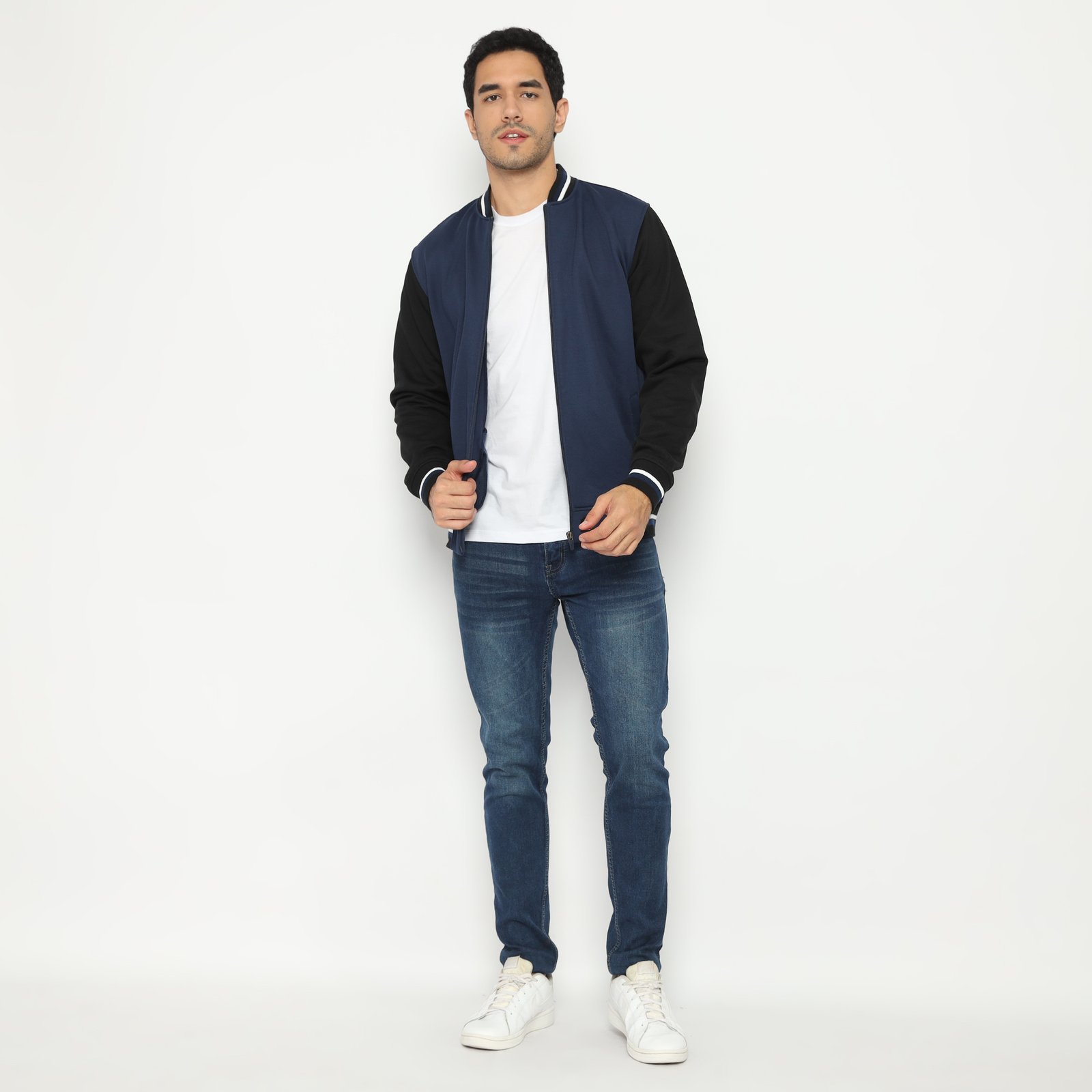 d&f CVC Jaket Pria Bomber - Navy with Hitam