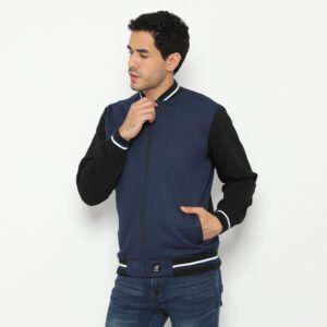 d&f CVC Jaket Pria Bomber - Navy with Hitam
