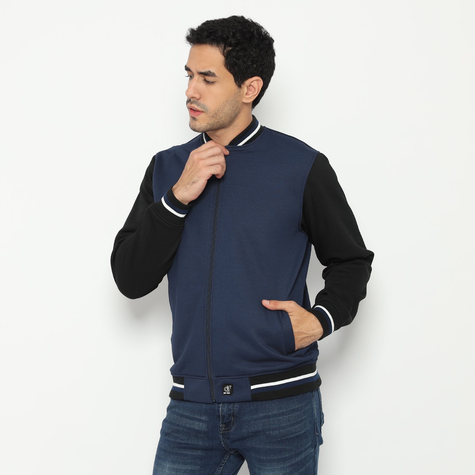 d&f CVC Jaket Pria Bomber - Navy with Hitam - Image 4