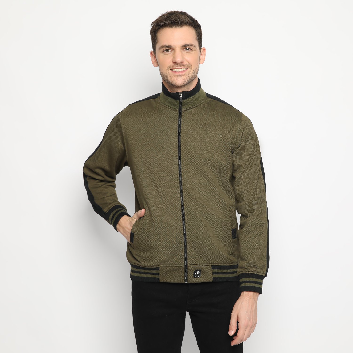 d&f CVC Jaket Biker Pria – Olive - Image 5