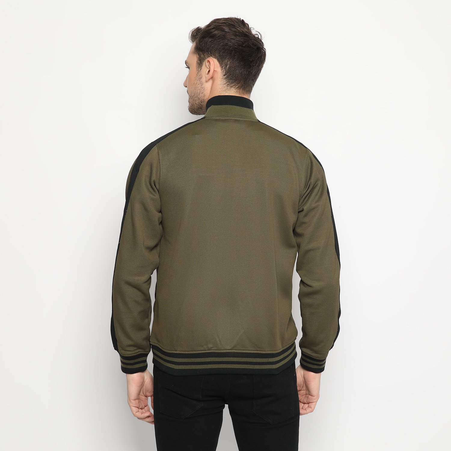 d&f CVC Jaket Biker Pria – Olive - Image 4