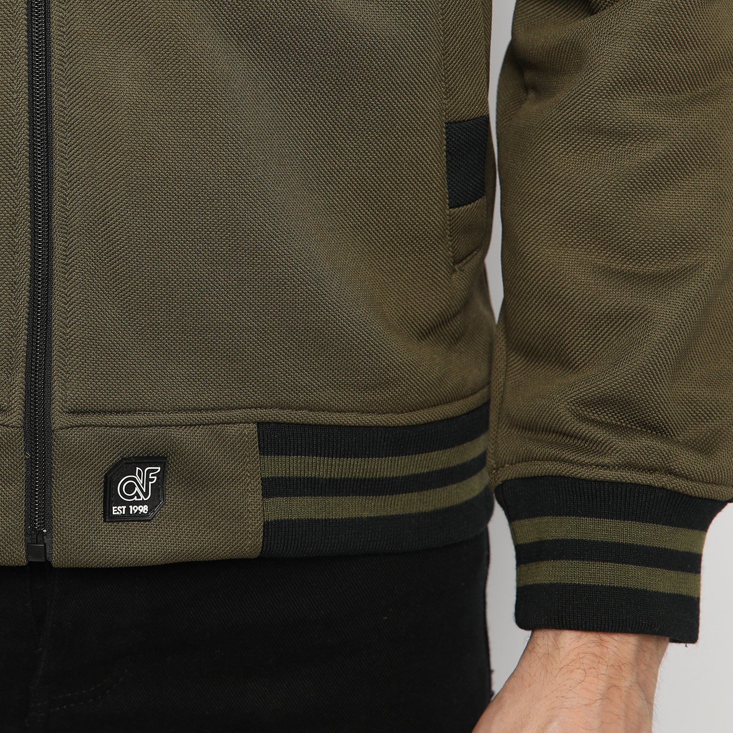 d&f CVC Jaket Biker Pria – Olive - Image 3