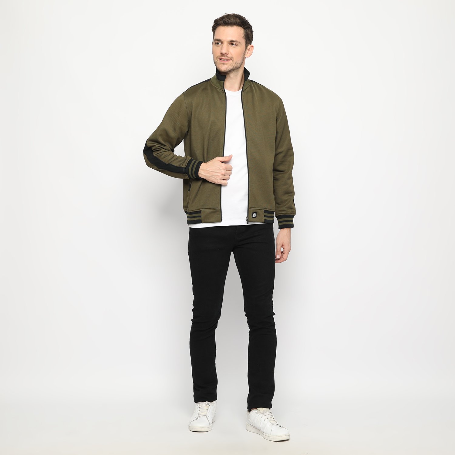 d&f CVC Jaket Biker Pria – Olive - Image 2