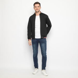 d&f CVC Jaket pria biker - hitam with button