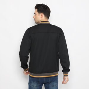 d&f jaket pria bomber with mustard strip - hitam