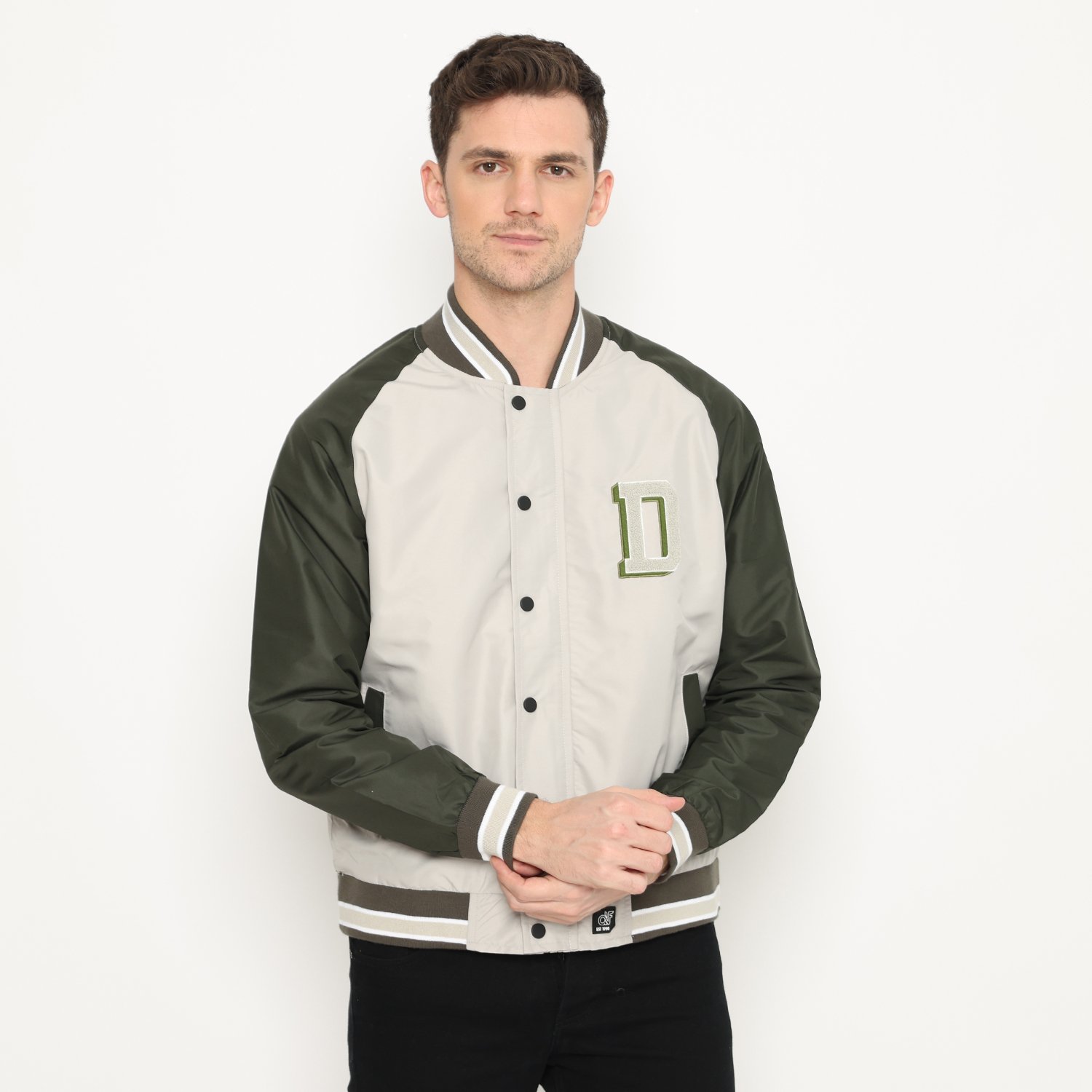 d&f Jaket Pria Unisex Parasut Bomber Varsity - Sequoi - Image 5