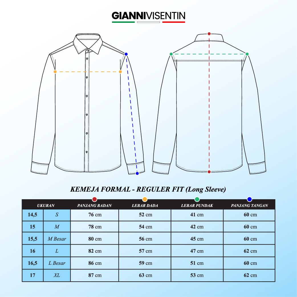 Gianni Visentin Kemeja Pria Lengan Panjang Smart Formal Biru Muda - 1201 - Image 6