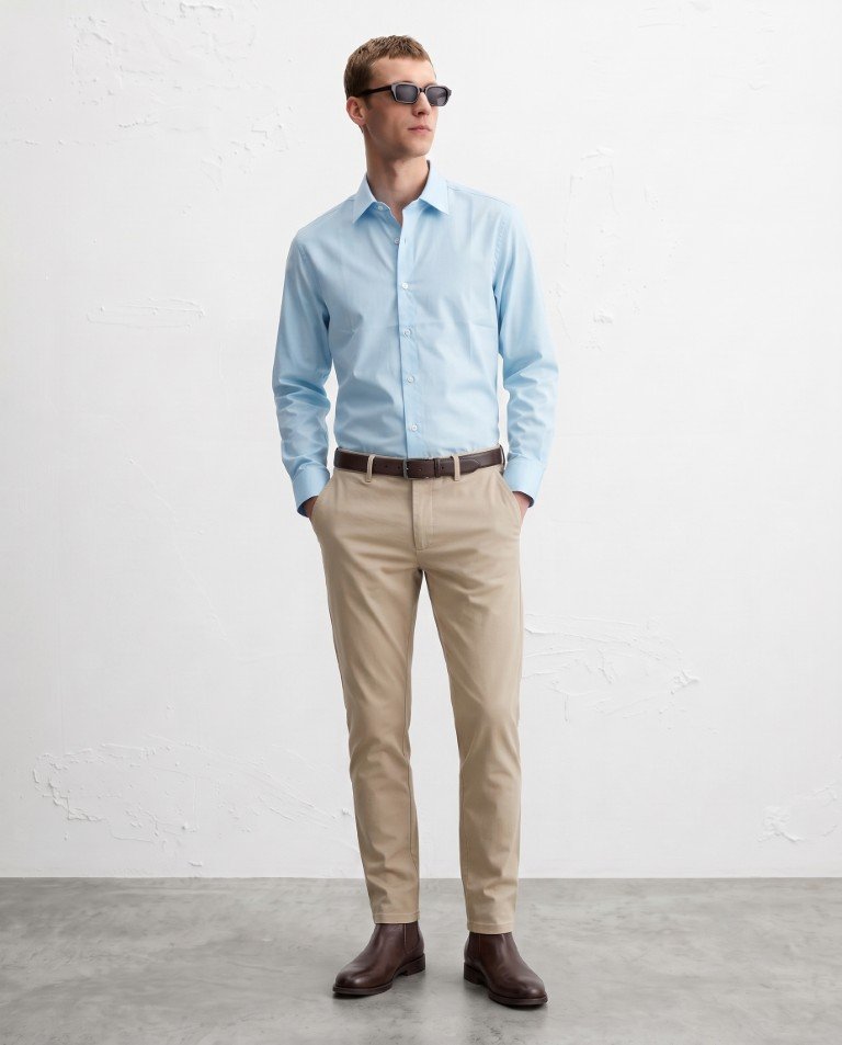 Gianni Visentin Kemeja Pria Lengan Panjang Smart Formal Biru Muda - 1201