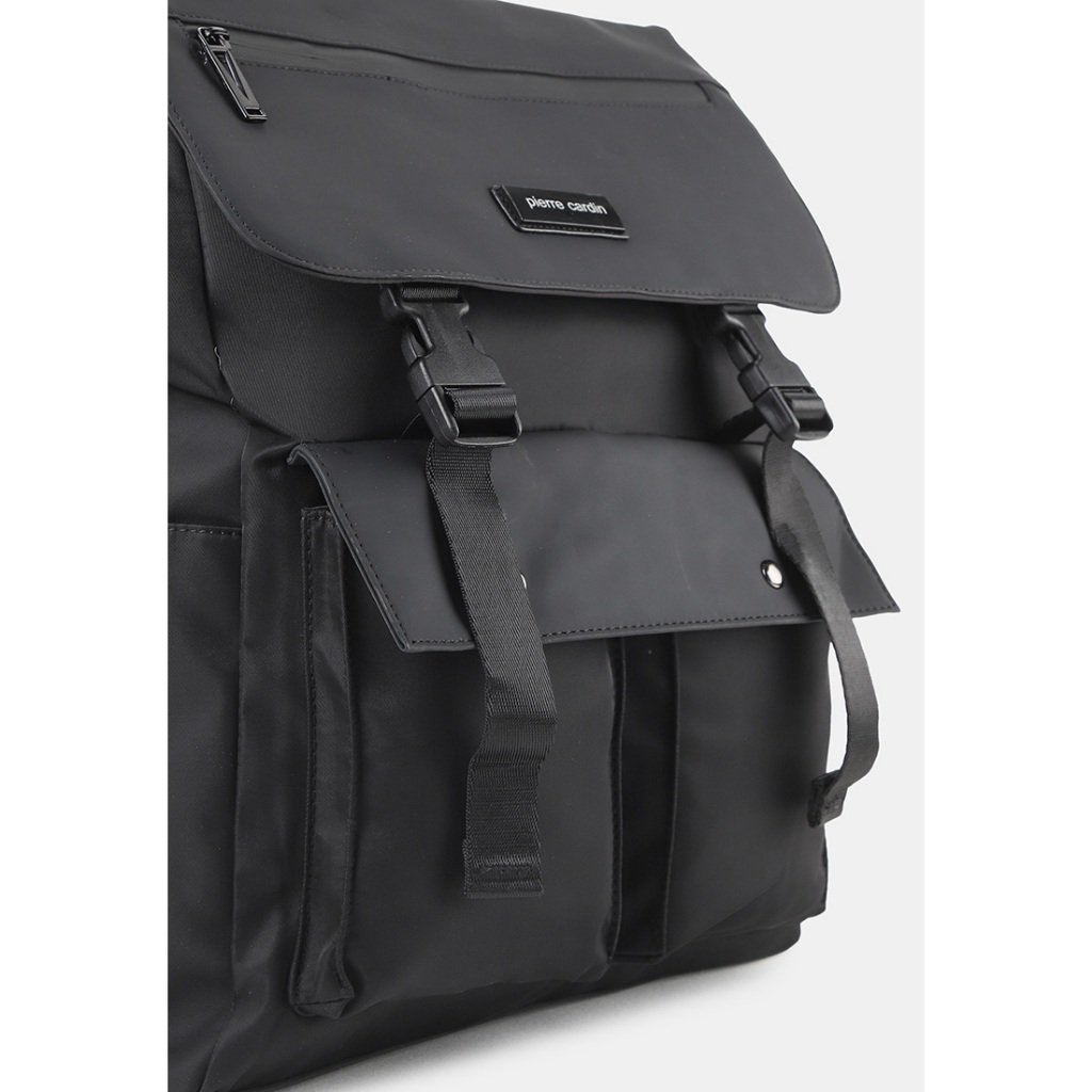 Pierre Cardin Backpack Pria Unisex Tas Ransel Nilon Tas Punggung Hitam 9112833001BLA - Image 5