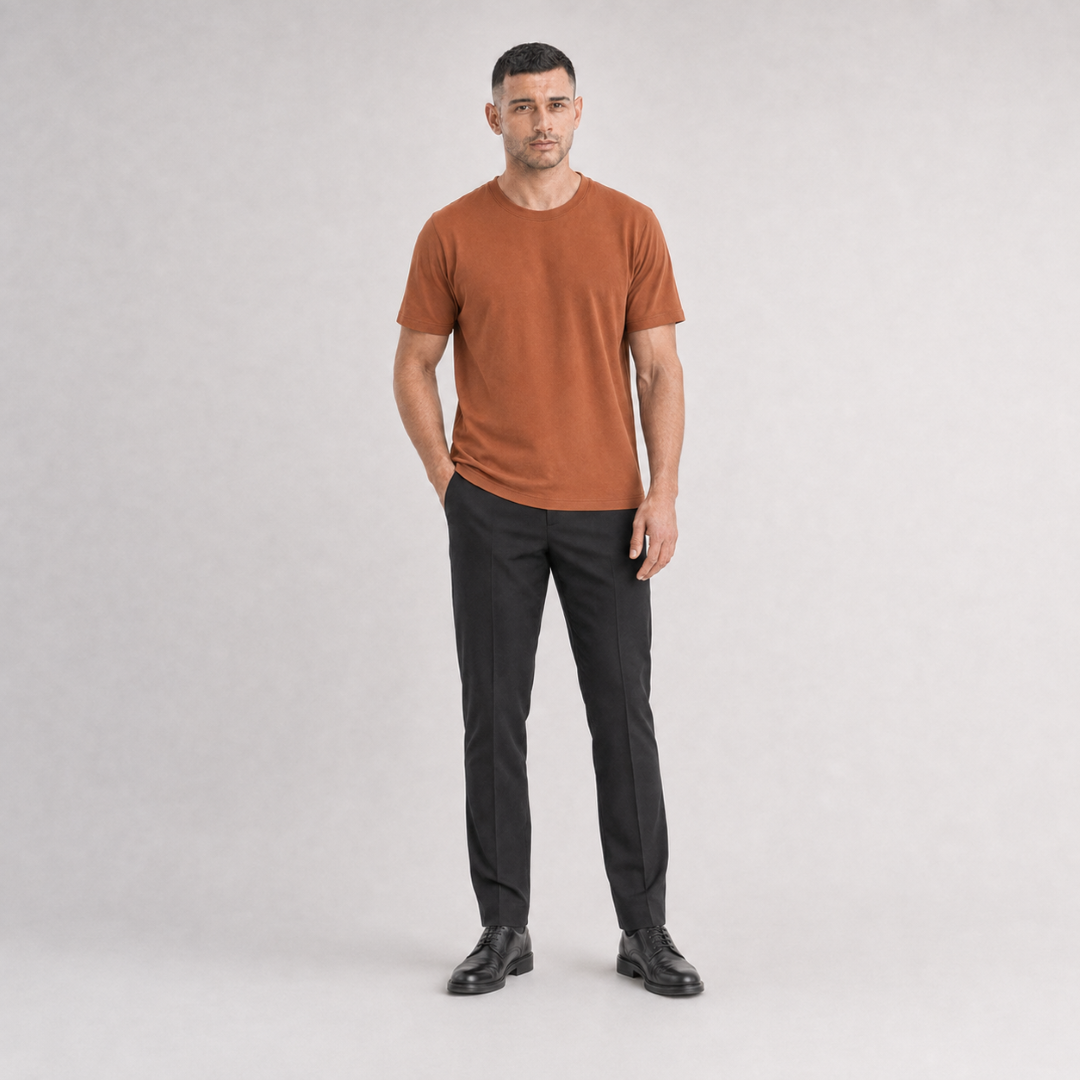 Jobb Tashkent T-shirt Pria Regular Fit Medium Brown - Image 4
