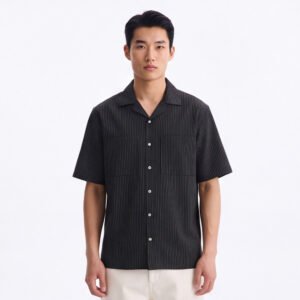 Jobb Heritage Mason Kemeja Pria Lengan Pendek Relaxed Fit Stripes Black